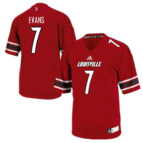 Men #7 Tiyon Evans Louisville Cardinals College Football Jerseys Sale-Red